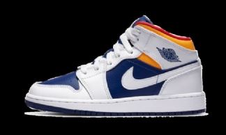 Air Jordan 1 Keskivalkoinen Laser Oranssi Syvää Kuningasininen