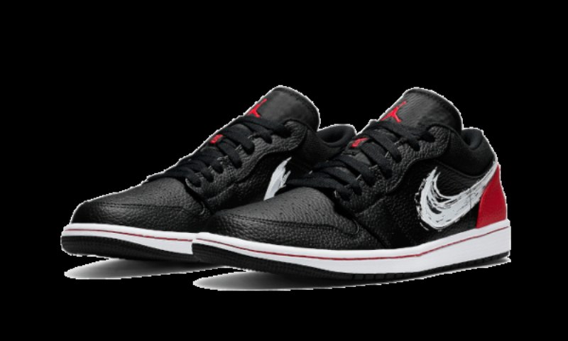 Air Jordan 1 Low Brushstroke Swoosh Musta