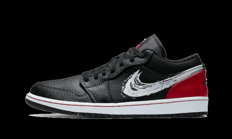 Air Jordan 1 Low Brushstroke Swoosh Musta