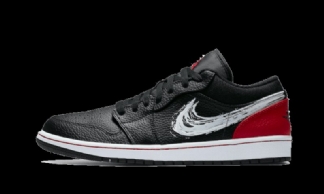 Air Jordan 1 Low Brushstroke Swoosh Musta