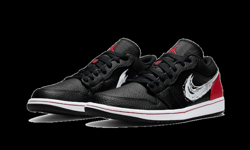 Air Jordan 1 Low Brushstroke Swoosh Musta