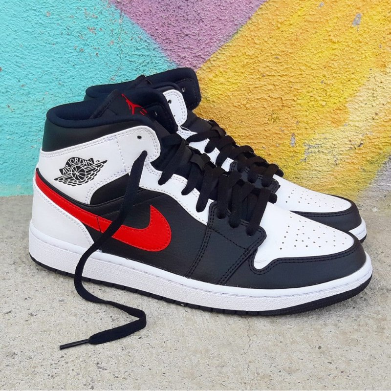Air Jordan 1 Mid Black Chile Punainen Valkoinen