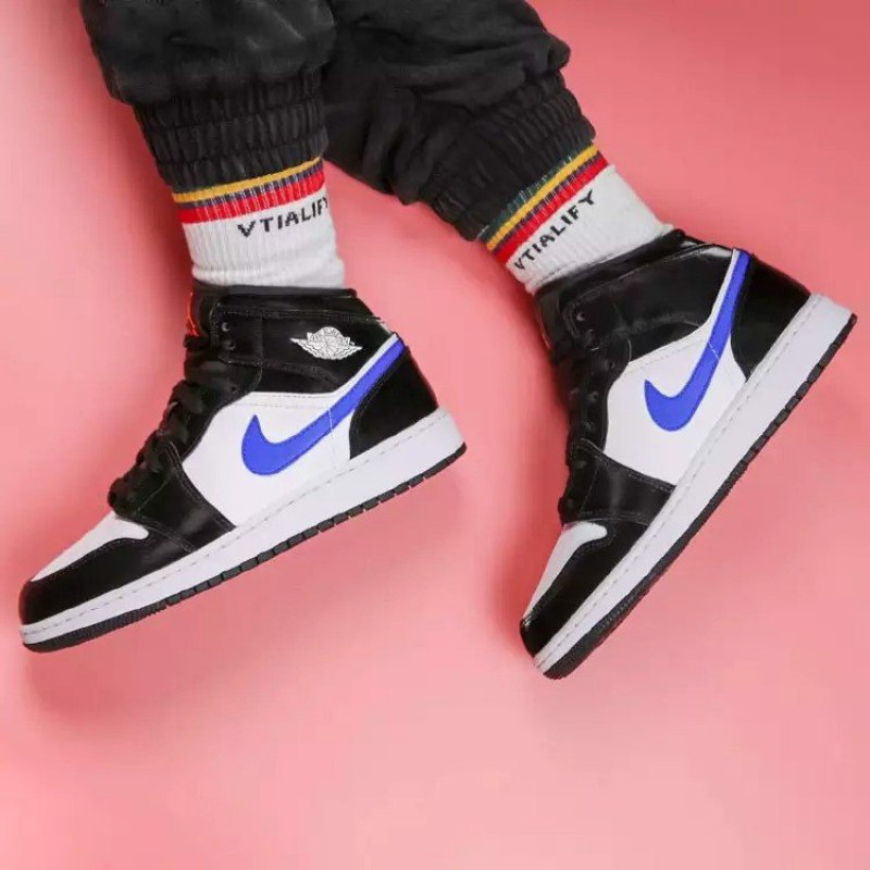 Air Jordan 1 Mid Black Racer Blue White