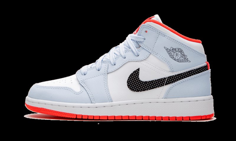 Air Jordan 1 Mid Half Blue Polka Dot Swoosh