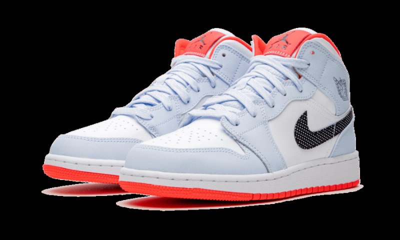 Air Jordan 1 Mid Half Blue Polka Dot Swoosh