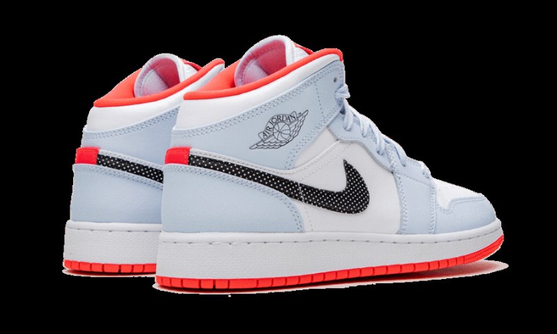 Air Jordan 1 Mid Half Blue Polka Dot Swoosh