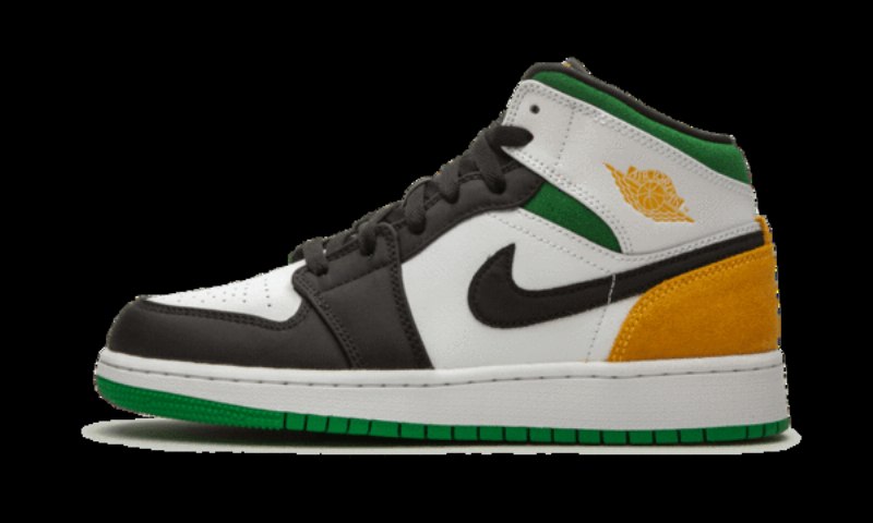 Air Jordan 1 Mid Se Valkoinen Laser Oranssi Lucky Green