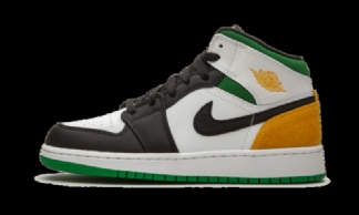 Air Jordan 1 Mid Se Valkoinen Laser Oranssi Lucky Green
