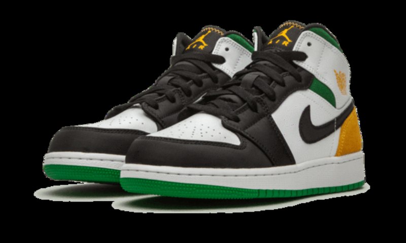 Air Jordan 1 Mid Se Valkoinen Laser Oranssi Lucky Green