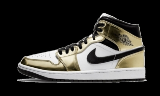 Air Jordan 1 Mid Valkoinen Metallinen Kulla