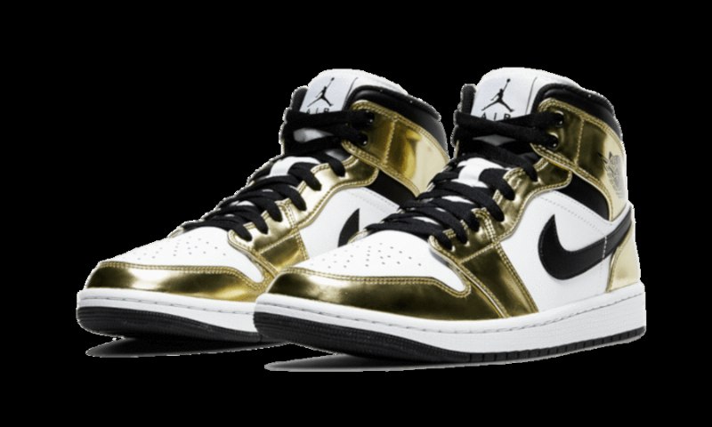 Air Jordan 1 Mid Valkoinen Metallinen Kulla