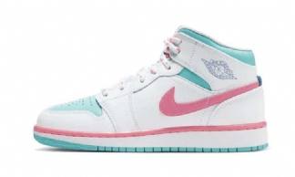 Air Jordan 1 Mid White Pink Green Soar