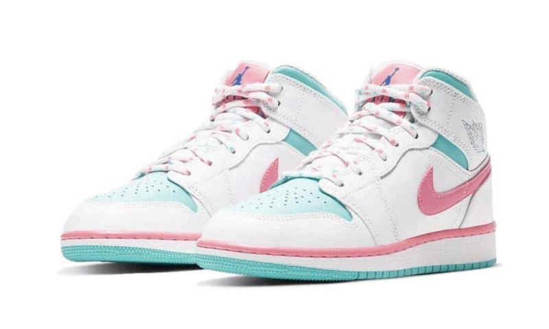 Air Jordan 1 Mid White Pink Green Soar