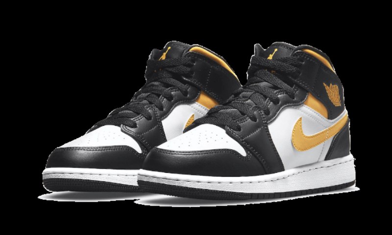 Air Jordan 1 Mid White Siitepyön Musta