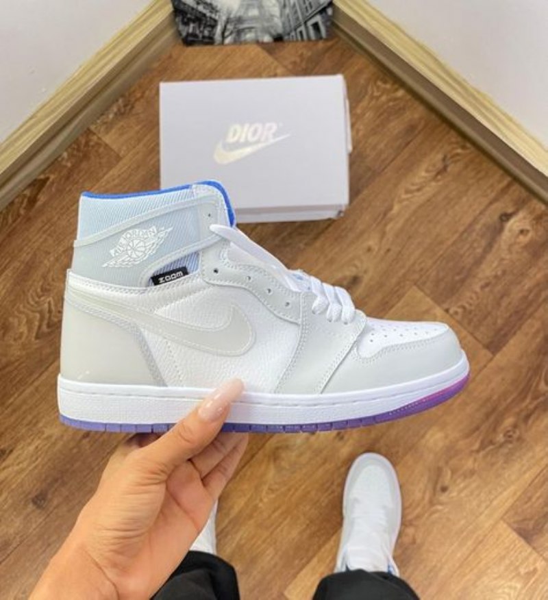 Air Jordan 1 Retro High Zoom Valkoinen Racer Sininen