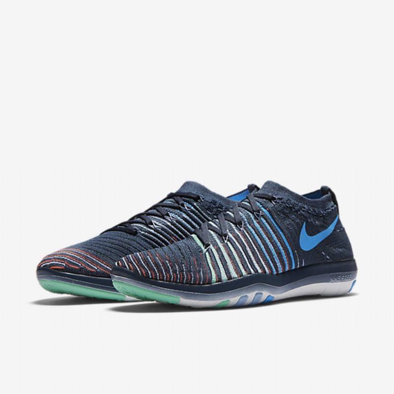 Harjoituskengät Nike Free Transform Flyknit Naisten Blue Squadron Green Decals Summit White Sininen Kiiltävä