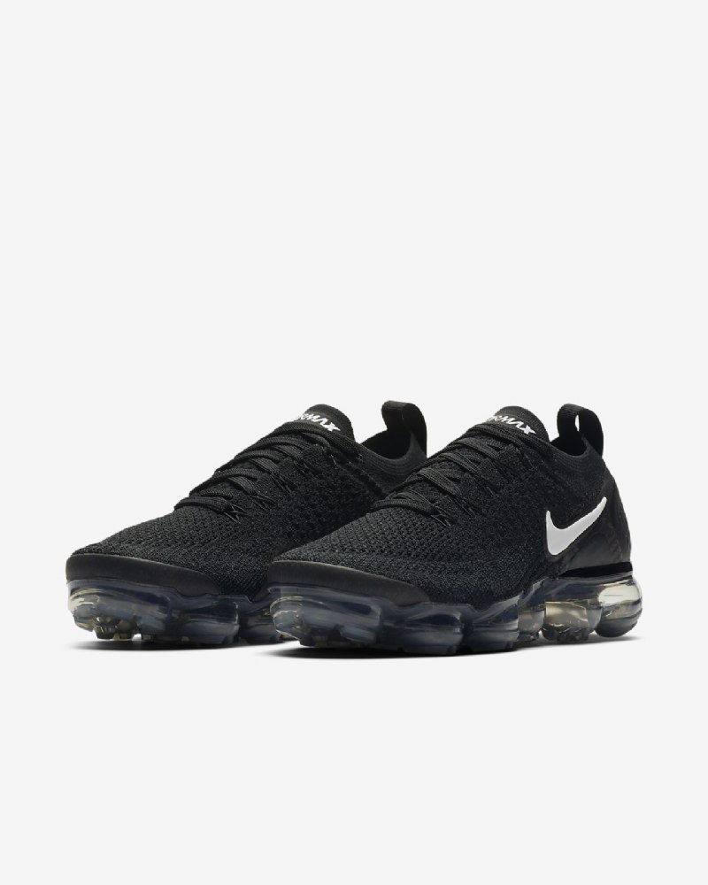 Juokseva Nike Air Vapormax Flyknit 2 Naisten Musta Tummanharmaa Metallinen Hopea Valkoinen