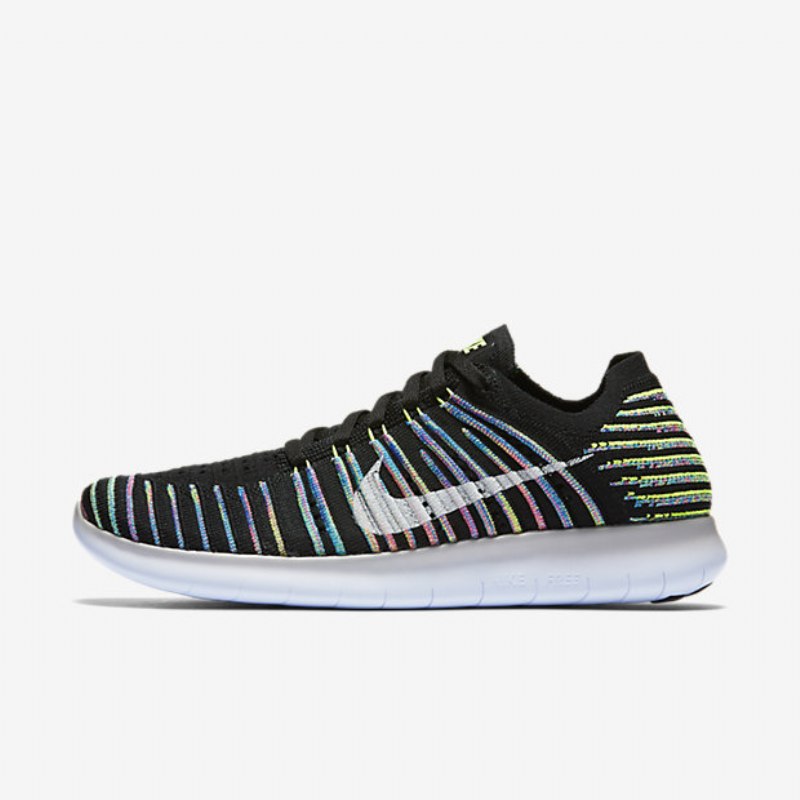 Juokseva Nike Free Naisten Rn Flyknit Black Volt Blue Lagoon White