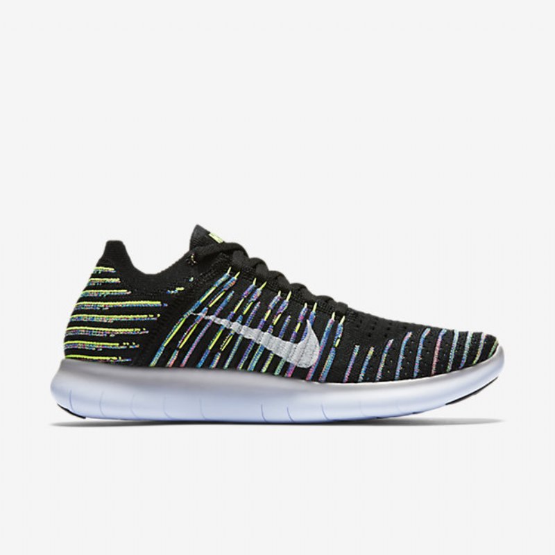 Juokseva Nike Free Naisten Rn Flyknit Black Volt Blue Lagoon White