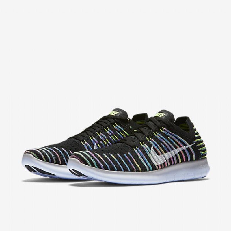 Juokseva Nike Free Naisten Rn Flyknit Black Volt Blue Lagoon White