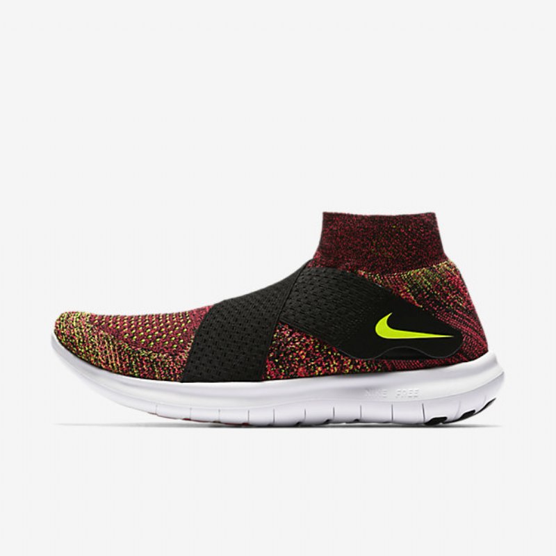 Juokseva Nike Free Rn Motion Flyknit 2017 Nainen Musta Vaaleanpunainen Kilpapyörä Valkoinen Volt