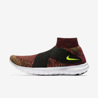 Juokseva Nike Free Rn Motion Flyknit 2017 Nainen Musta Vaaleanpunainen Kilpapyörä Valkoinen Volt