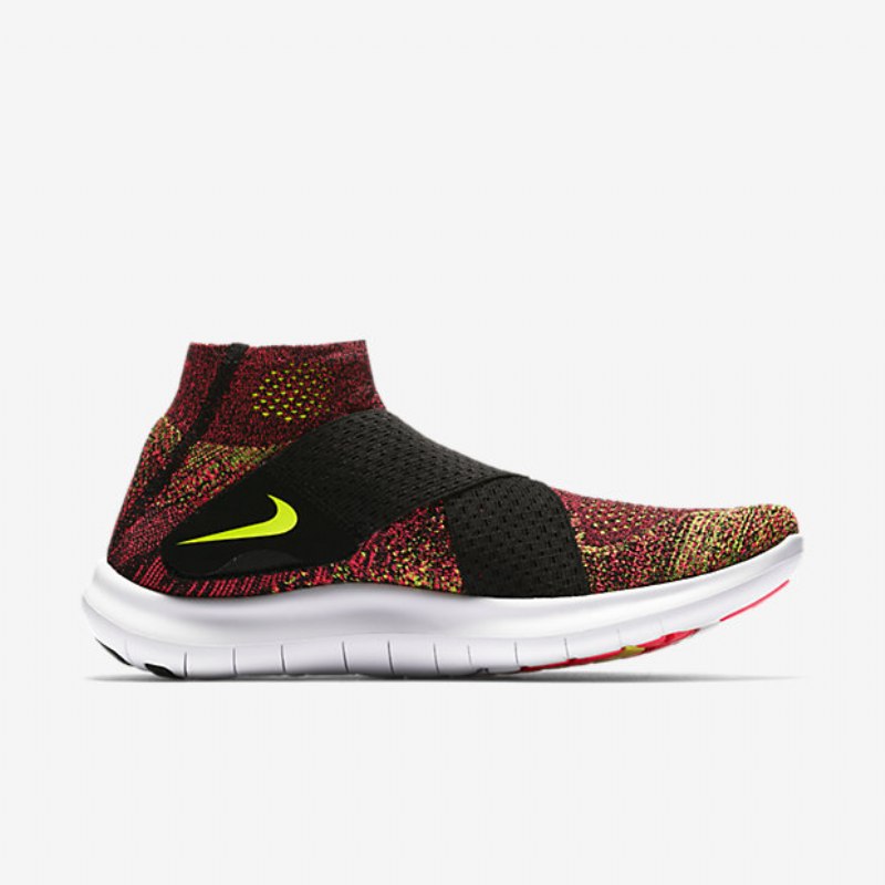 Juokseva Nike Free Rn Motion Flyknit 2017 Nainen Musta Vaaleanpunainen Kilpapyörä Valkoinen Volt