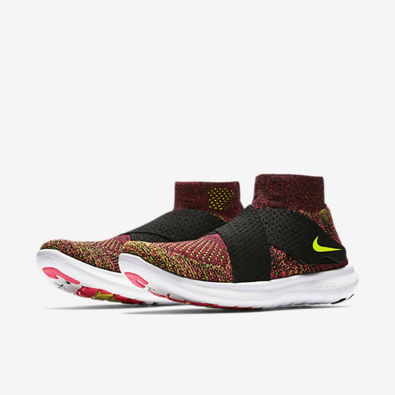Juokseva Nike Free Rn Motion Flyknit 2017 Nainen Musta Vaaleanpunainen Kilpapyörä Valkoinen Volt