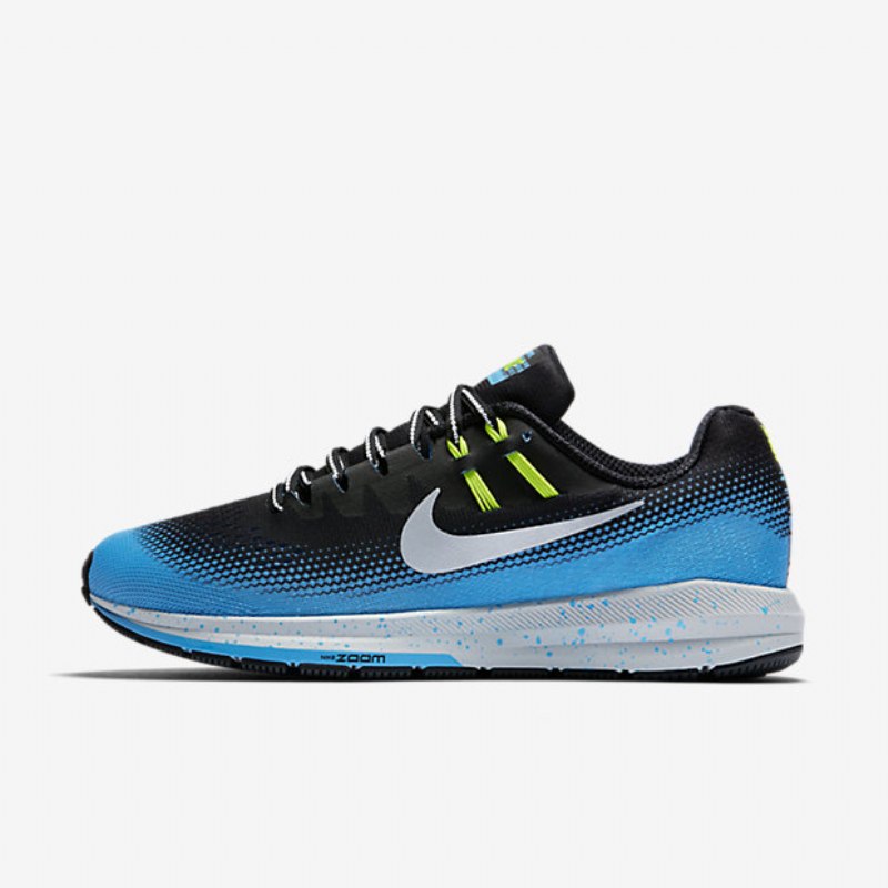 Juoksu Nike Air Zoom Structure 20 Shield Miesten Musta Sininen Tarrat Voltti Metallinen Hopea