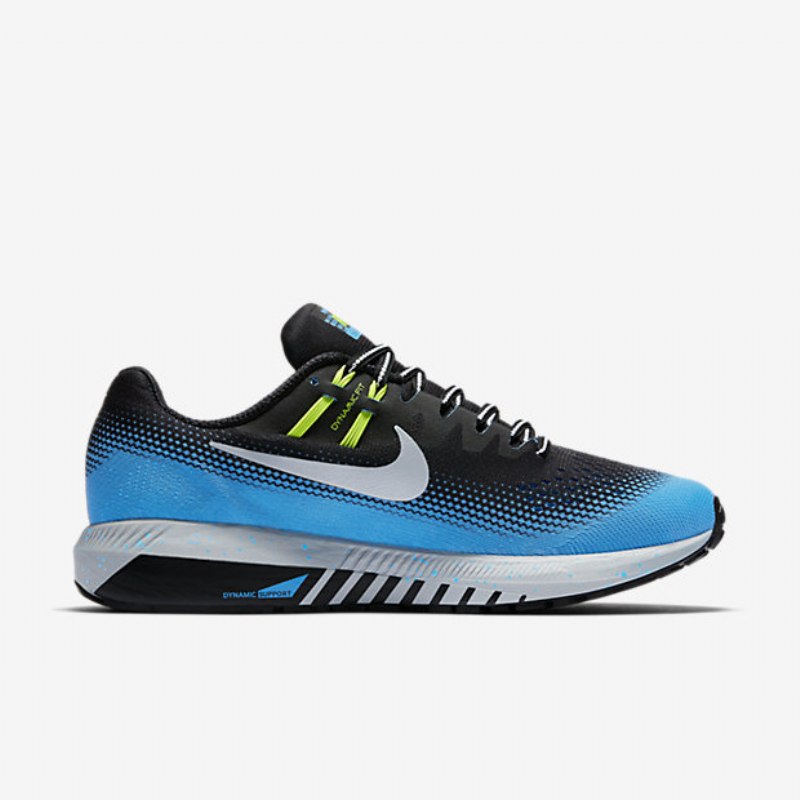 Juoksu Nike Air Zoom Structure 20 Shield Miesten Musta Sininen Tarrat Voltti Metallinen Hopea