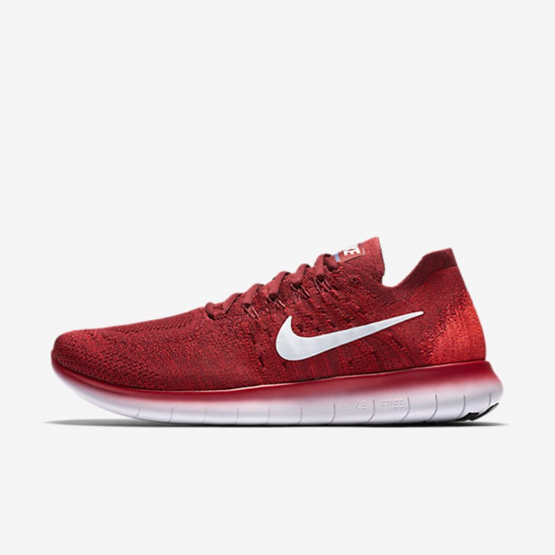 Juoksu Nike Free 2017 Miesten Rn Flyknit Black Team University Red Crimson Kiiltävä Pure Platinum