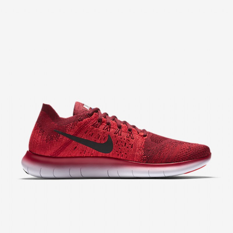 Juoksu Nike Free 2017 Miesten Rn Flyknit Black Team University Red Crimson Kiiltävä Pure Platinum