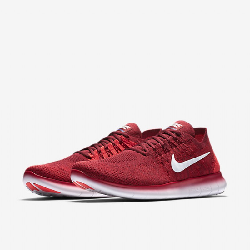 Juoksu Nike Free 2017 Miesten Rn Flyknit Black Team University Red Crimson Kiiltävä Pure Platinum