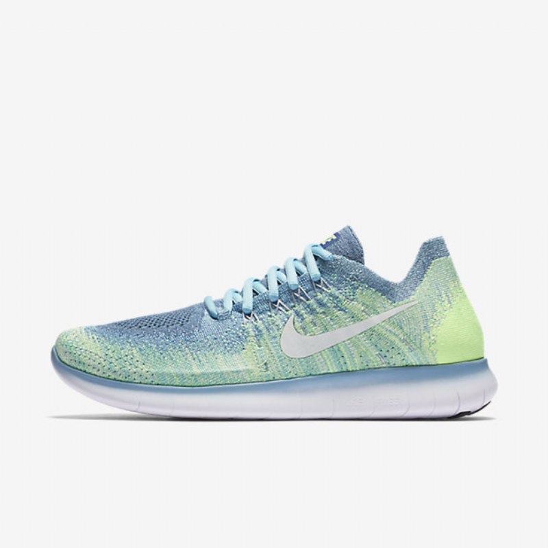 Juoksu Nike Free 2017 Naisten Rn Flyknit Blue Moon Kiille Vihreä Phantom White