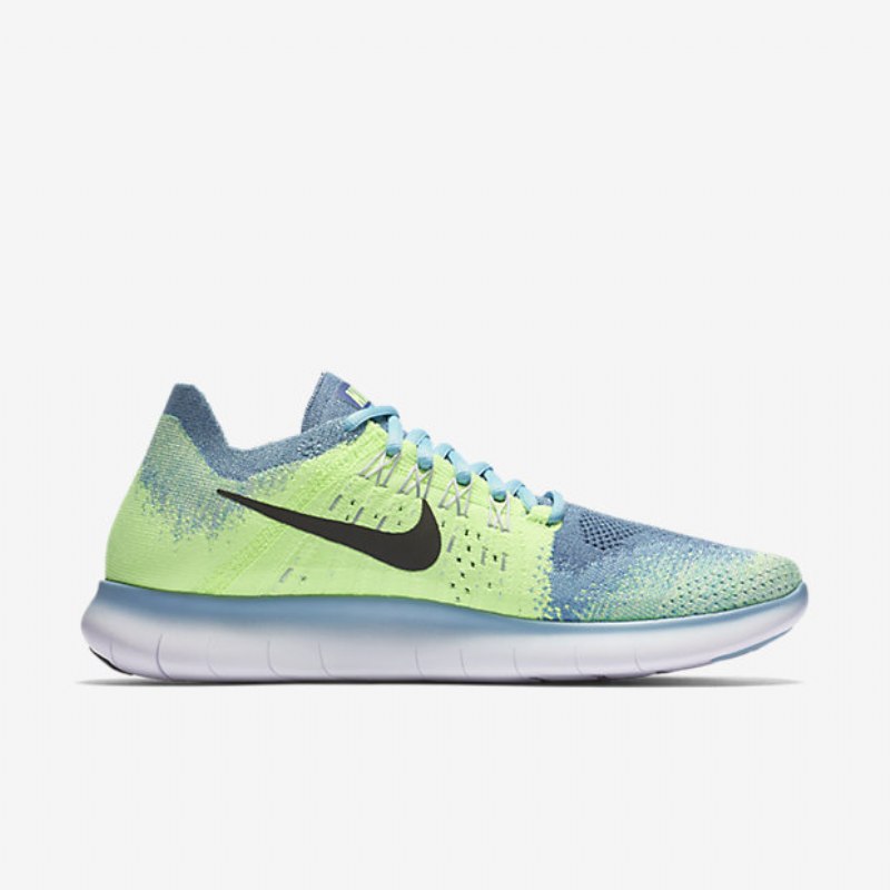 Juoksu Nike Free 2017 Naisten Rn Flyknit Blue Moon Kiille Vihreä Phantom White