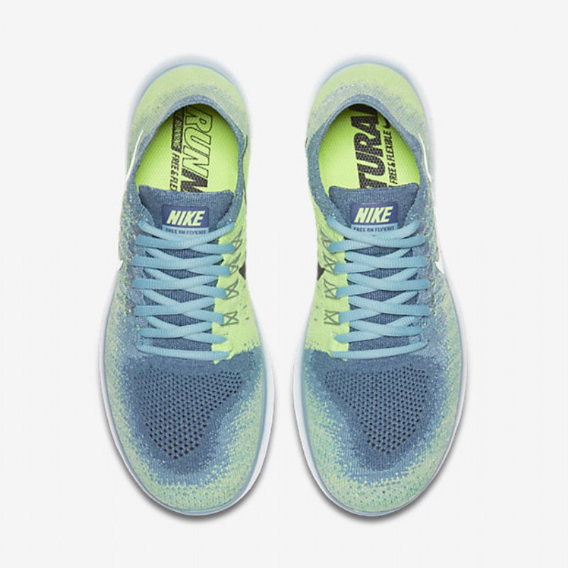 Juoksu Nike Free 2017 Naisten Rn Flyknit Blue Moon Kiille Vihreä Phantom White