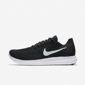 Juoksu Nike Free 2017 Naisten Rn Flyknit Musta Tummanharmaa Valkoinen