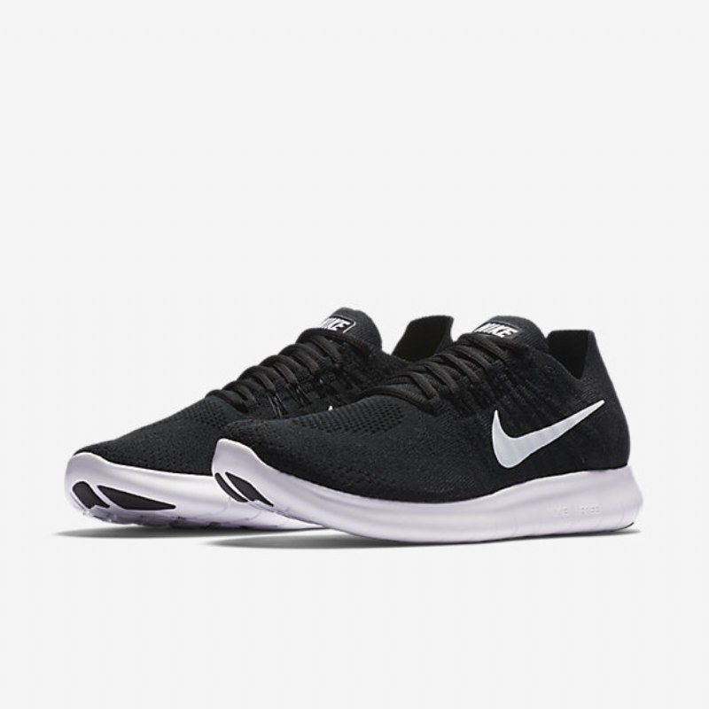 Juoksu Nike Free 2017 Naisten Rn Flyknit Musta Tummanharmaa Valkoinen