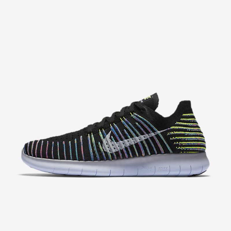 Juoksu Nike Free Miesten Rn Flyknit Black Volt Blue Lagoon White