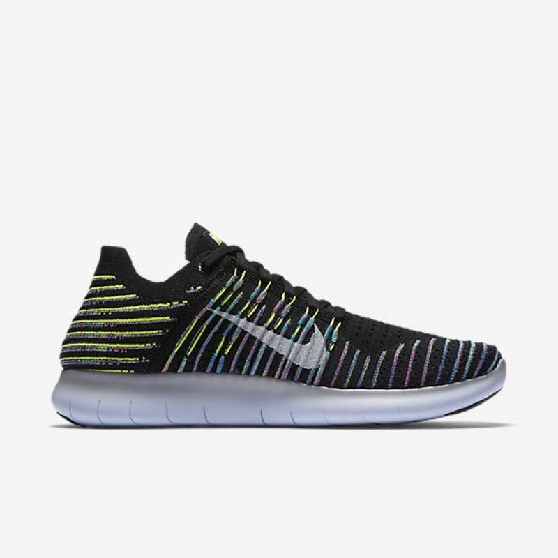Juoksu Nike Free Miesten Rn Flyknit Black Volt Blue Lagoon White