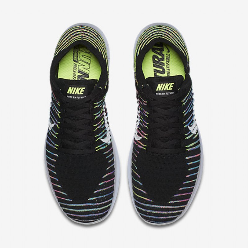 Juoksu Nike Free Miesten Rn Flyknit Black Volt Blue Lagoon White