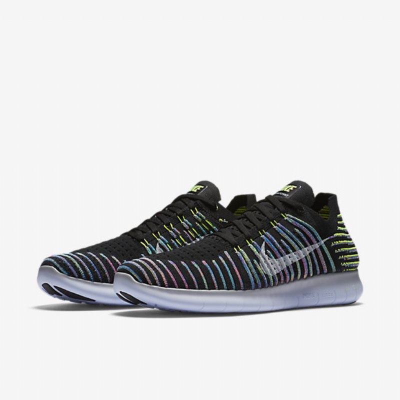 Juoksu Nike Free Miesten Rn Flyknit Black Volt Blue Lagoon White