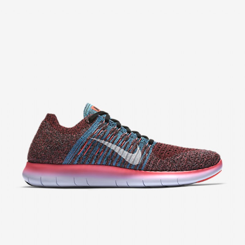 Juoksu Nike Free Miesten Rn Flyknit Punch Hot Musta Sininen Gammavalkoinen