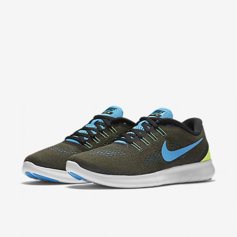 Juoksu Nike Free Miesten Rn Khaki Cargo Musta Volt Sininen Kiiltävä