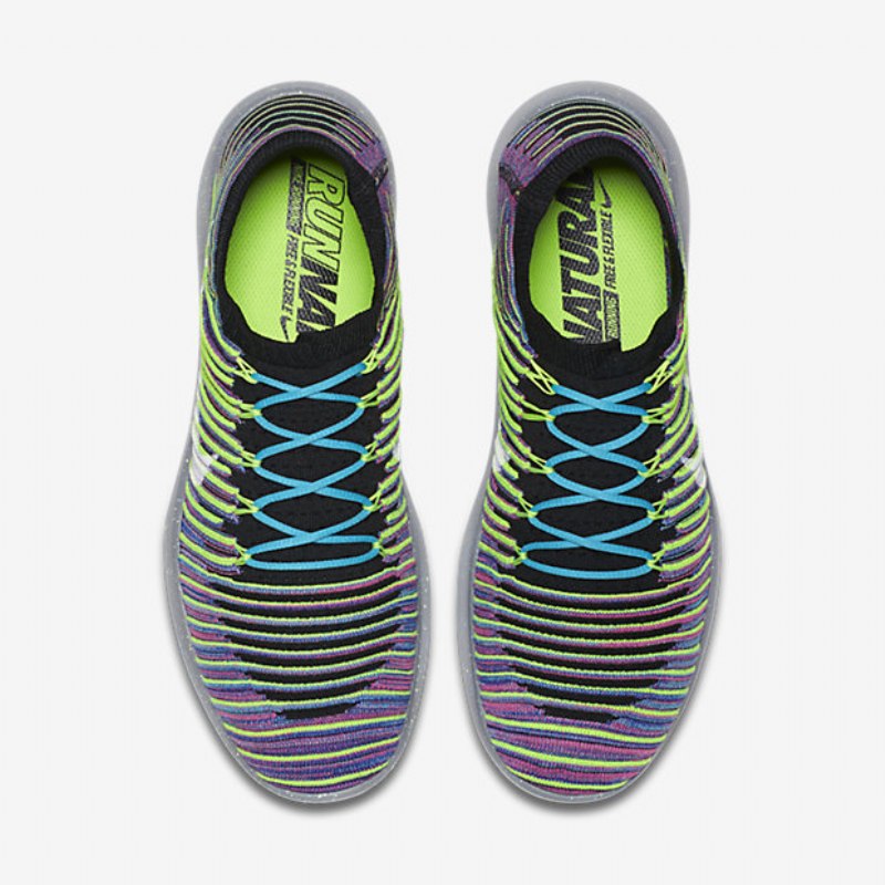 Juoksu Nike Free Miesten Rn Motion Flyknit Musta Sininen Juoksija Explosion Pink White