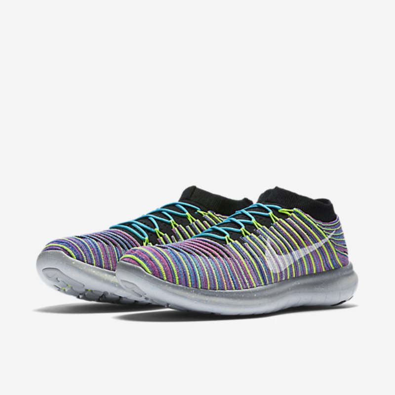 Juoksu Nike Free Miesten Rn Motion Flyknit Musta Sininen Juoksija Explosion Pink White