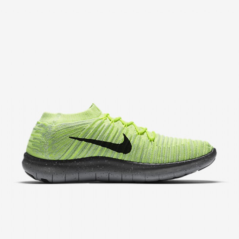 Juoksu Nike Free Miesten Rn Motion Flyknit Volt Pure Platinum Wolf Harmaa Musta