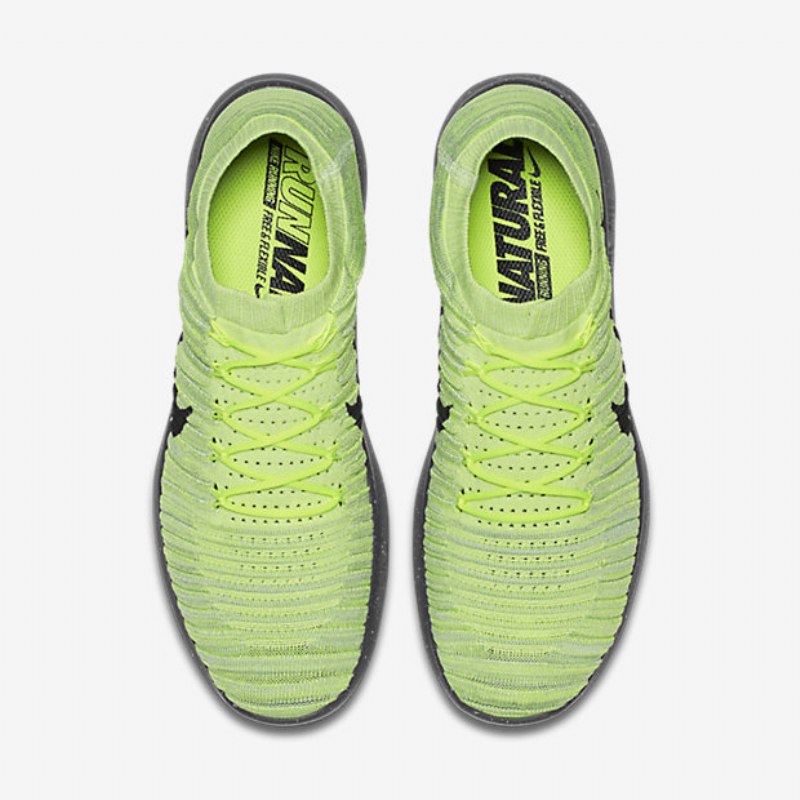 Juoksu Nike Free Miesten Rn Motion Flyknit Volt Pure Platinum Wolf Harmaa Musta