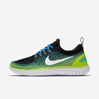 Juoksu Nike Free Rn Distance 2 Miesten Sininen Kloorielektroni Vihreä Musta Valkoinen