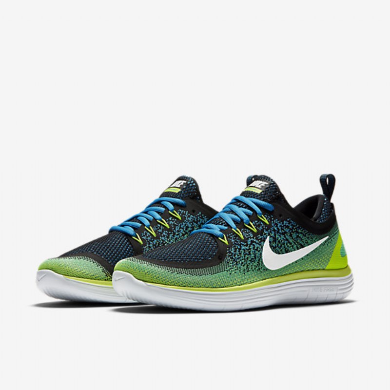 Juoksu Nike Free Rn Distance 2 Miesten Sininen Kloorielektroni Vihreä Musta Valkoinen